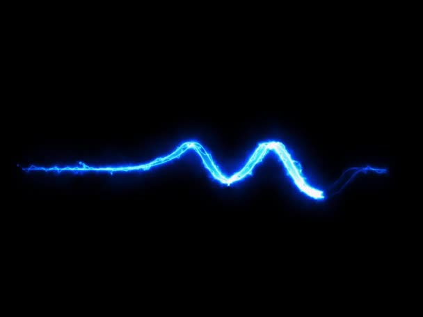 Efekt Fali Prądowej Iskra Prądu Elektrycznego Płynąca Dwoma Liniami Czarne — Wideo stockowe