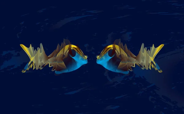 goldfish illustration, composed of colorful smooth lines, on a dark background