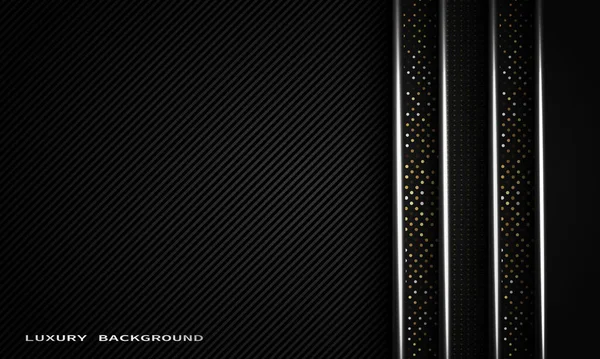 luxury black abstract backgroud with creative geometric shape line and gold silver sparkling