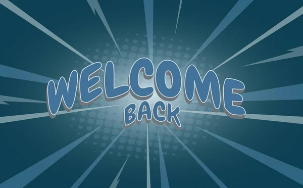 Welcome back editable text effect, with dark blue gradient effect background
