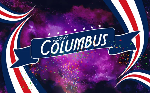 poster for happy columbus, with abstract illustration background