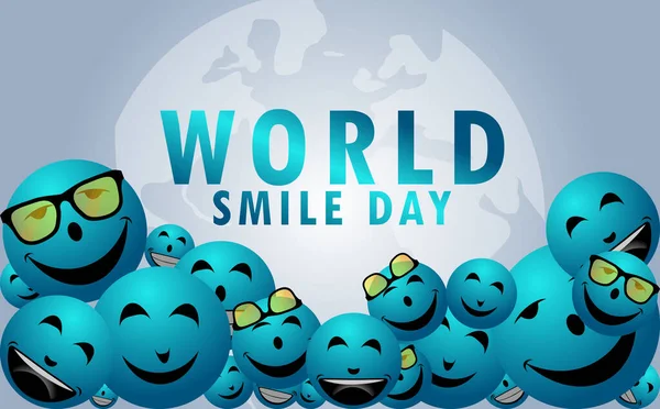 World smile day vector graphics, Lots of blue balls with smiling faces good for world smile day celebration, flat design, brochure design, poster, pamphlet, card, flat illustration.