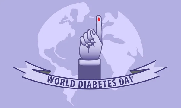 Mundo Diabetes Dia Cartaz Ilustração Mão Com Amostra Sangue Fita —  Vetores de Stock