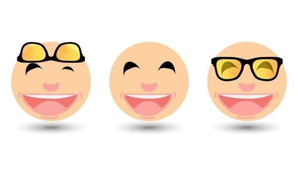 çeşitli gözlük aksesuarları stilleriyle gülen surat ifadeleri koleksiyonu