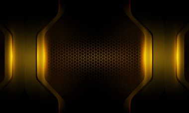 Soyut siyah ve altın renkli arka plan 1, eğik ve örtüşen şekilli, ışık efektli