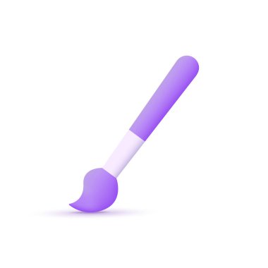 Beyaz arkaplanda 3 boyutlu resim fırçası izole edilmiş. Moda ve modern vektör 3d tarzında. Birçok amaç için kullanılabilir..