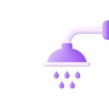 Beyaz arka planda 3 boyutlu duş izole edilmiş. Moda ve modern vektör 3d tarzında. Birçok amaç için kullanılabilir..