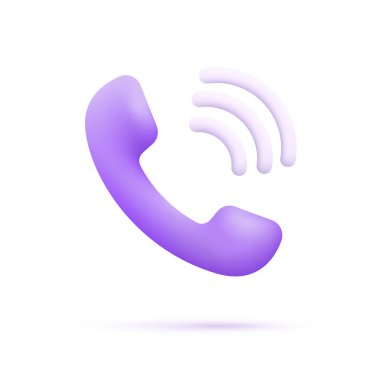 3D telefon beyaz arka planda izole edilmiş. Dalgalı tüp ikonu. İletişim konsepti. 3d biçiminde modaya uygun ve modern vektör.
