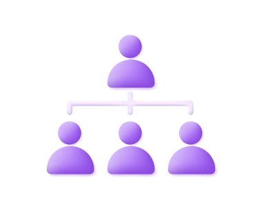 Beyaz arka planda üç boyutlu hiyerarşi simgesi izole edildi. Şirket yönetimi alt yapıda. Görevlendirme, atama, dağıtım. İş konsepti. 3d biçiminde modaya uygun ve modern vektör.