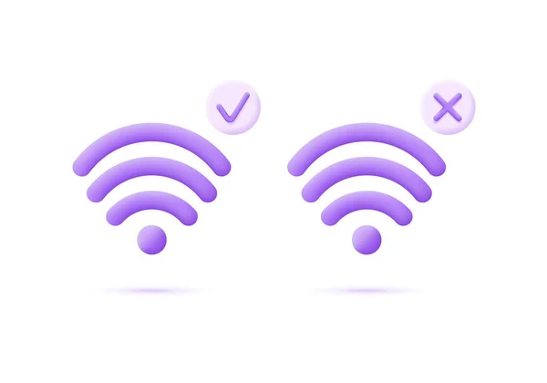 Wifi Перевірка Поперечні Знаки Ізольовані Білому Тлі Затверджено Може Використовуватися — стоковий вектор