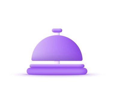 3D otel çanı beyaz arka planda izole edilmiş. Yardım masası sembolü. Kapıcı, resepsiyon, yardım konsepti. Birçok amaç için kullanılabilir. 3d biçiminde modaya uygun ve modern vektör.