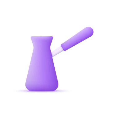 Üç boyutlu Türk Cezaevi beyaz arka planda izole edildi. Türk kahve makinesi aleti. Birçok amaç için kullanılabilir. 3d biçiminde modaya uygun ve modern vektör.