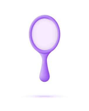 Beyaz arkaplanda 3 boyutlu ayna izole edildi. Cam yüzeyleri yansıtıyor. El yapımı makyaj aynaları. Birçok amaç için kullanılabilir. 3d biçiminde modaya uygun ve modern vektör.