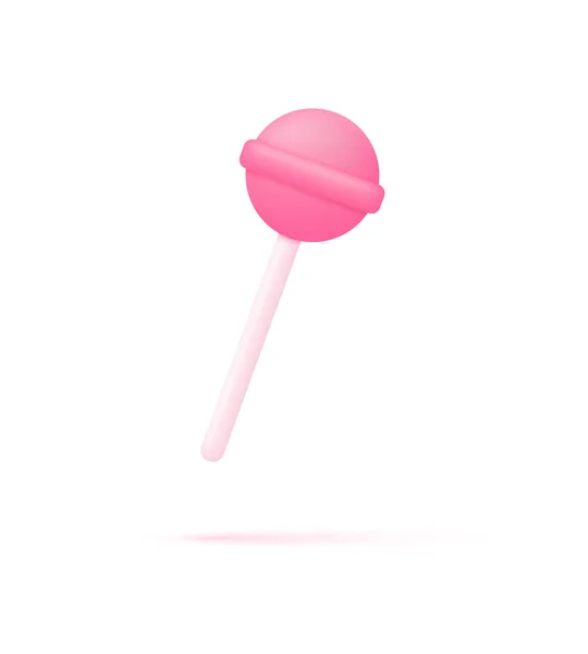 3D棒棒糖隔离在白色背景 给孩子们的棒棒糖可用于多种目的 3D风格的时髦现代矢量 — 图库矢量图片
