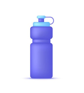 Beyaz arka planda izole edilmiş 3 boyutlu spor şişesi. Spor fitness matarası. Spor konsepti. Birçok amaç için kullanılabilir. 3d biçiminde modaya uygun ve modern vektör.