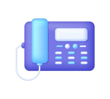 Üç boyutlu ofis telefonu beyaz arka planda izole edilmiş. İş ve teknoloji kavramı. Masa Telefonu, Ev Telefonu Simgesi. Birçok amaç için kullanılabilir. 3d biçiminde modaya uygun ve modern vektör.