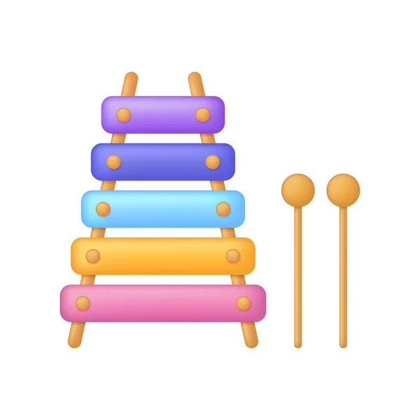 Xylophone Isolated White Background Cute Xylophone Toy Music Instrument Kids — стоковый вектор