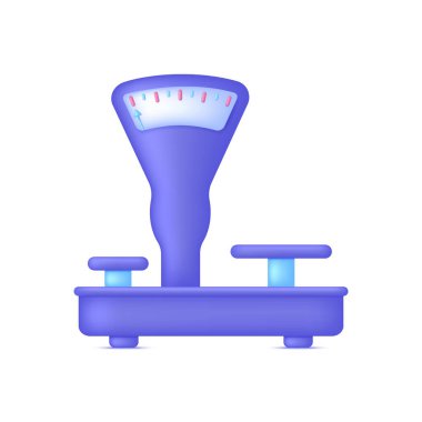 Üç boyutlu market ölçeği beyaz arka planda izole edilmiş. Ürünleri tartmak için büyük mağaza terazileri. Birçok amaç için kullanılabilir. 3d biçiminde modaya uygun ve modern vektör.