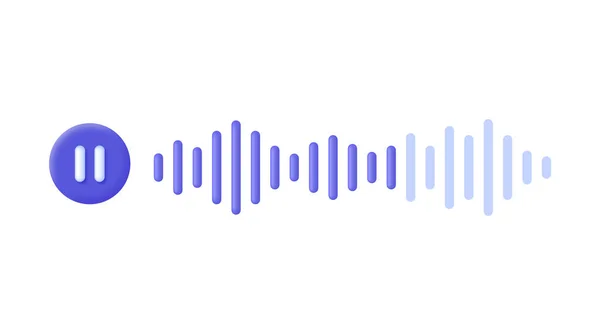 Трехмерное Голосовое Сообщение Значком Паузы Звуковой Волной Речи Изолированной Белом — стоковый вектор
