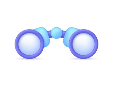 Beyaz arkaplanda 3 boyutlu dürbün simgesi izole edildi. Birçok amaç için kullanılabilir. 3d biçiminde modaya uygun ve modern vektör.