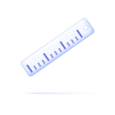 3D Ruler icon isolated on white background. Simple office supplies. Rule measure length scale. Can be used for many purposes. Trendy and modern vector in 3d style.