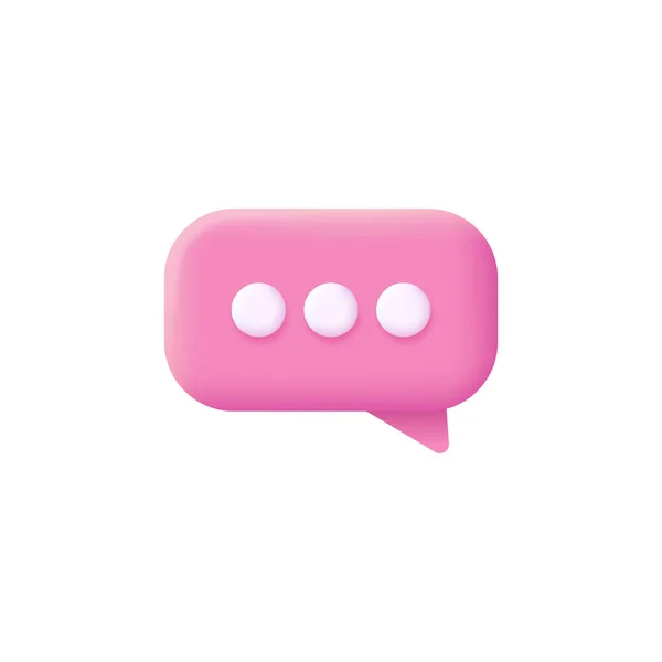 白い背景にピンク色の3Dアイコンチャットメッセージ トーク オンラインサポート メッセンジャー ディスカッションの概念 ウェブデザインのためのモダンでトレンディーなアイコン 3Dスタイルのベクトル — ストックベクタ