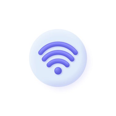 Beyaz arkaplanda 3d Wifi simgesi izole edildi. Kablosuz internet. Birçok amaç için kullanılabilir. 3d biçiminde modaya uygun ve modern vektör.