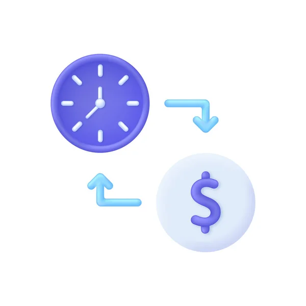 Time Είναι Έννοια Του Χρήματος Δολάριο Νόμισμα Ρολόι Μακροπρόθεσμες Επενδύσεις — Διανυσματικό Αρχείο