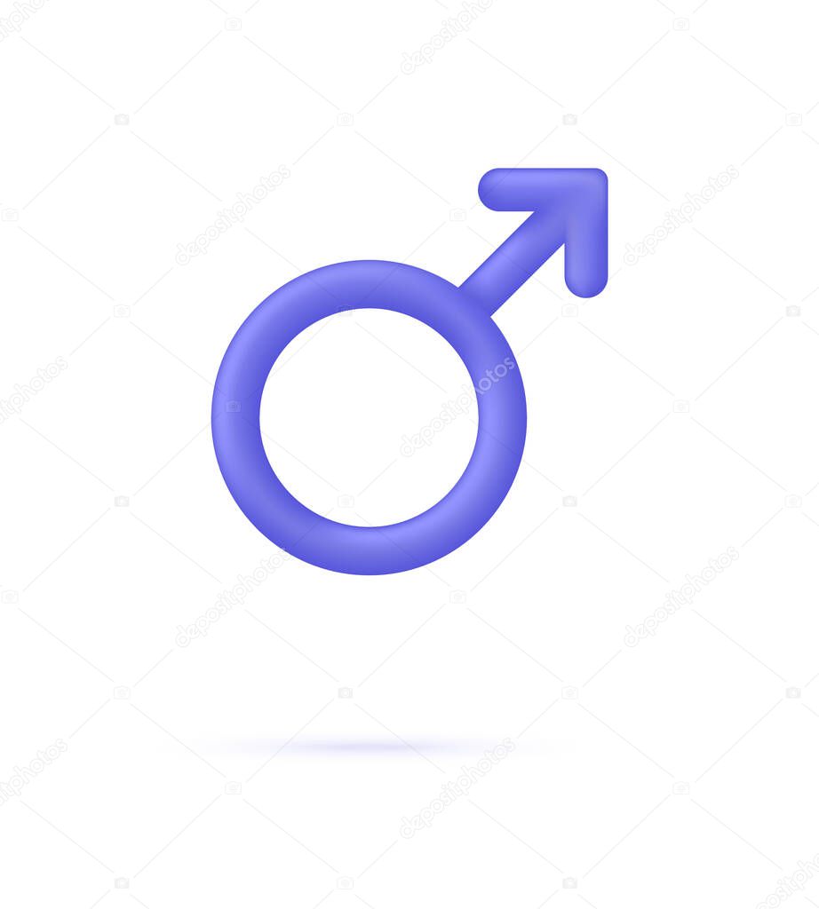 3D Gender icon isolated on white background. Male sign. Man. Can be used for many purposes. Trendy and modern vector in 3d style