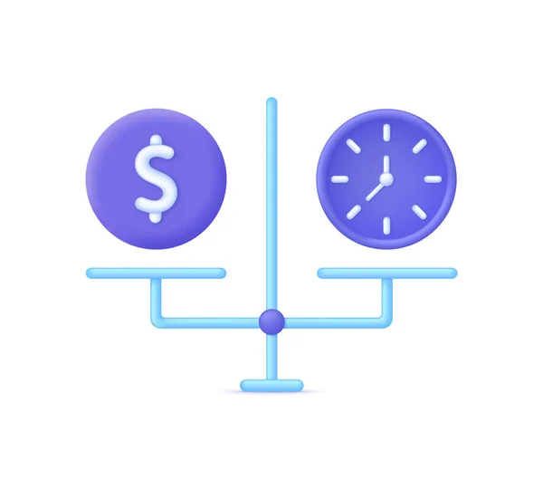 Time Money Concept Libra Dollar Coin Clock Long Term Investment — Διανυσματικό Αρχείο