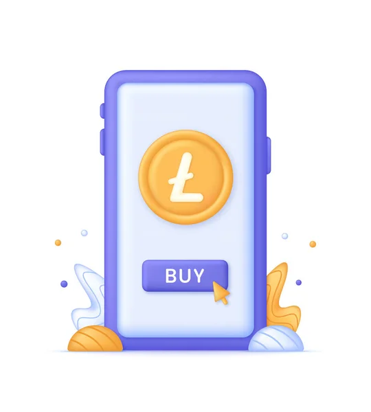 Buy Litecoin Illustration Online Crypto Payment Concept Pay Click Virtual — Wektor stockowy