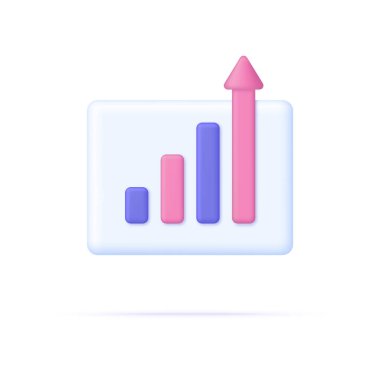 3D Growing bar graph illustration. Making goals and goal achievement, growth business success. Investment and financial growth concept. Modern vector in 3d style.