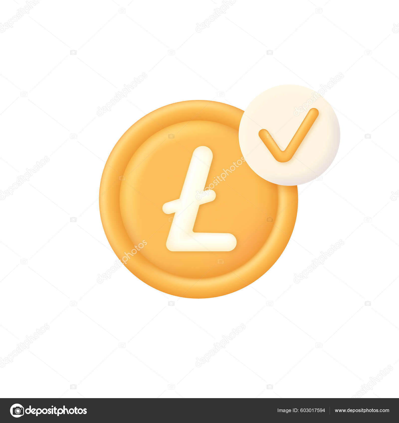 Litecoin Check Mark Illustration Ltc Icon Approved Payment Icon Successful  Stock Vector by ©Violet_Sun 603017594