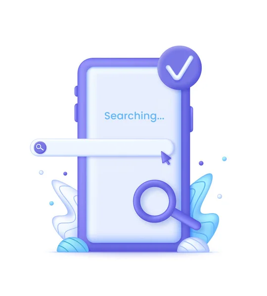 Phone Search Bar Illustration Navigation Search Concept Searching Internet Smartphone — Stock Vector