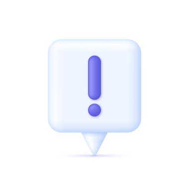 Üç boyutlu ünlem ve konuşma balonu. Birçok amaç için kullanılabilir. 3d biçiminde modaya uygun ve modern vektör.