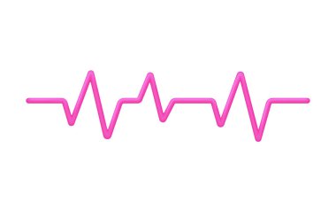 3D Kalp atışı çizgisi simgesi. Kalp atışı. Tek kalp atışı, kardiyogram. 3d biçiminde modaya uygun ve modern vektör.