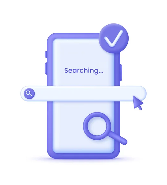 Phone Search Bar Illustration Navigation Search Concept Searching Internet Smartphone — Stock Vector