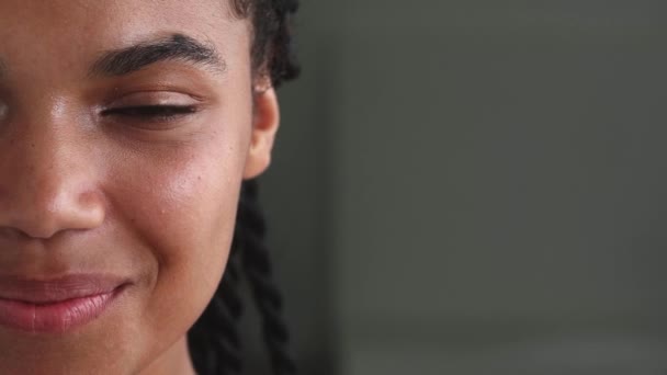 Partial View Face Smiling Multi Ethnic Woman Glowing Skin Beautiful — Videoclip de stoc