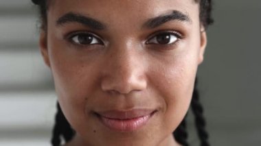Close-up. Young pretty woman looking at camera. Beautiful and diverse people, sensuality, confidence and femininity concept