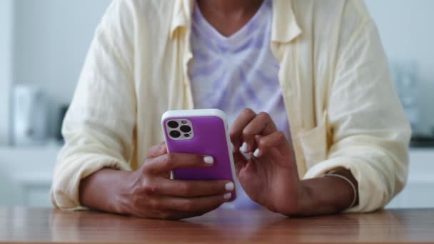 Womans Hands Typing Text While Messaging Smartphone Checking News Feed — Video