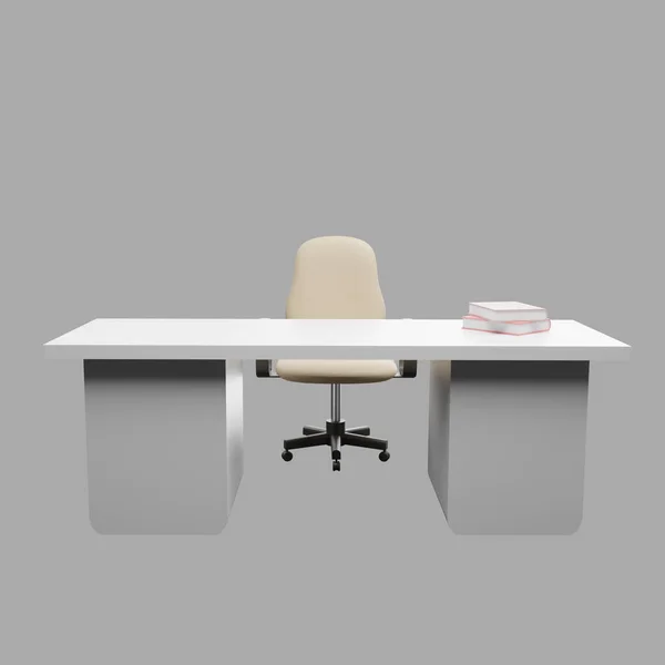 3Dレンダリングイラストオフィステーブル機器無料 — ストック写真