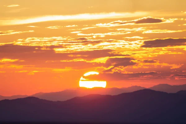 Heatwave Hot Sun Climate Change Global Warming Sunset Sky Orange — Stock Photo, Image