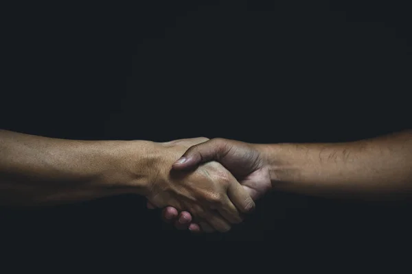 Empresários Apertando Mãos Terminando Uma Reunião Handshake Conceito Negócio Espaço — Fotografia de Stock