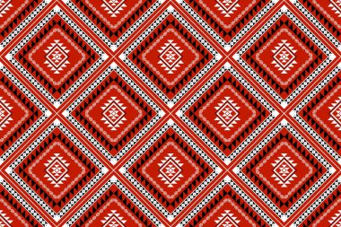 Geometrik etnik oryantal desensiz geleneksel tasarım arka plan, halı, duvar kağıdı. Giysiler, ambalaj, Batik kumaşı, Vektör illüstrasyonu. Nakış stili - Sadu, sadou, sado