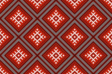 Geometrik etnik oryantal desensiz geleneksel tasarım arka plan, halı, duvar kağıdı. Giysiler, ambalaj, Batik kumaşı, Vektör illüstrasyonu. Nakış stili - Sadu, sadou, sado