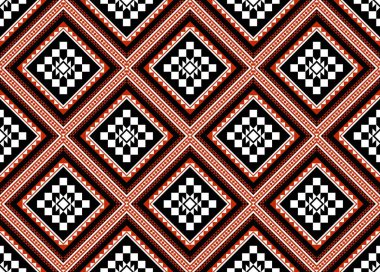 Geometrik etnik oryantal desensiz geleneksel tasarım arka plan, halı, duvar kağıdı. Giysiler, ambalaj, Batik kumaşı, Vektör illüstrasyonu. Nakış stili - Sadu, sadou, sado