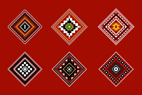 Geometrik etnik oryantal desensiz geleneksel tasarım arka plan, halı, duvar kağıdı. Giysiler, ambalaj, Batik kumaşı, Vektör illüstrasyonu. Nakış stili - Sadu, sadou, sado