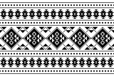 Geometrik etnik oryantal desensiz geleneksel tasarım arka plan, halı, duvar kağıdı. Giysiler, ambalaj, Batik kumaşı, Vektör illüstrasyonu. Nakış stili - Sadu, sadou, sado