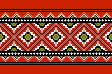 Geometrik etnik oryantal desensiz geleneksel tasarım arka plan, halı, duvar kağıdı. Giysiler, ambalaj, Batik kumaşı, Vektör illüstrasyonu. Nakış stili - Sadu, sadou, sado