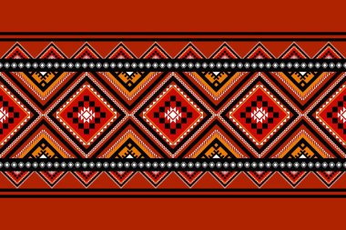 Geometrik etnik oryantal desensiz geleneksel tasarım arka plan, halı, duvar kağıdı. Giysiler, ambalaj, Batik kumaşı, Vektör illüstrasyonu. Nakış stili - Sadu, sadou, sado